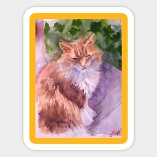 Orange fluffy kitty watercolor Sticker